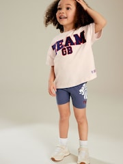 Pink/Blue 100% Cotton Team GB T-Shirt and Cycle Shorts Set (3mths-7yrs) - Image 1 of 8