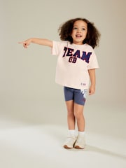 Pink/Blue 100% Cotton Team GB T-Shirt and Cycle Shorts Set (3mths-7yrs) - Image 2 of 8