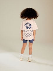 Pink/Blue 100% Cotton Team GB T-Shirt and Cycle Shorts Set (3mths-7yrs) - Image 3 of 8