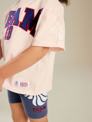 Pink/Blue 100% Cotton Team GB T-Shirt and Cycle Shorts Set (3mths-7yrs) - Image 5 of 8