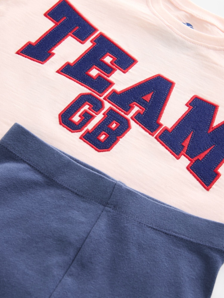 Pink/Blue 100% Cotton Team GB T-Shirt and Cycle Shorts Set (3mths-7yrs) - Image 8 of 8