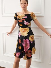 Preen X Next/Schwarz/Blumenprint - Minikleid mit Carmenausschnitt - Bild 1 von 5