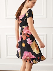 Preen X Next/Schwarz/Blumenprint - Minikleid mit Carmenausschnitt - Bild 3 von 5