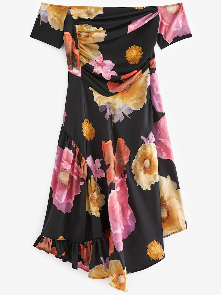 Preen X Next/Schwarz/Blumenprint - Minikleid mit Carmenausschnitt - Bild 5 von 5