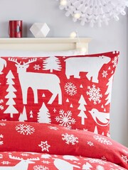 Fusion Red Christmas Arctic Animals 100% Cotton Duvet Cover and Pillowcase Set - Image 2 of 5