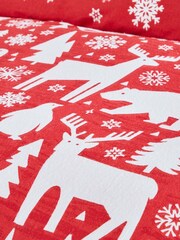 Fusion Red Christmas Arctic Animals 100% Cotton Duvet Cover and Pillowcase Set - Image 4 of 5