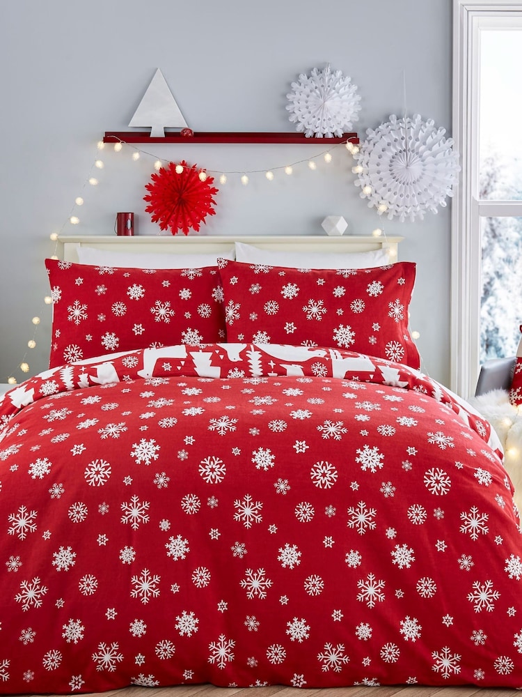 Fusion Red Christmas Arctic Animals 100% Cotton Duvet Cover and Pillowcase Set - Image 5 of 5