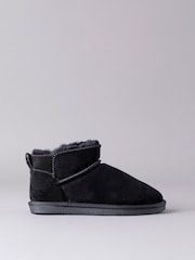 Lakeland Leather Black Ladies Sheepskin Mini Boot Slippers - Image 1 of 5