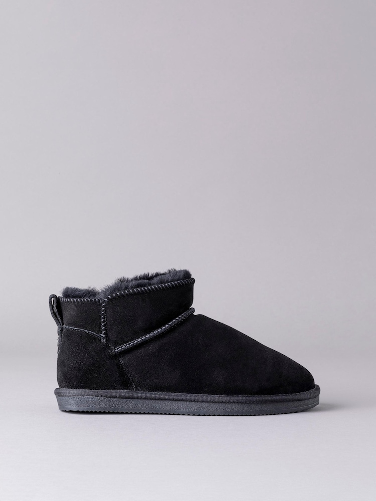 Lakeland Leather Black Ladies Sheepskin Mini Boot Slippers - Image 1 of 5