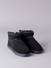 Lakeland Leather Black Ladies Sheepskin Mini Boot Slippers - Image 2 of 5
