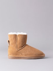 Lakeland Leather Tan Brown Ladies Sheepskin Boots Slippers - Image 2 of 4