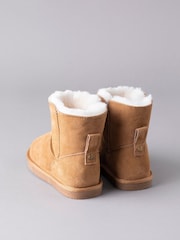 Lakeland Leather Tan Brown Ladies Sheepskin Boots Slippers - Image 3 of 4