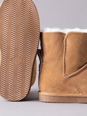 Lakeland Leather Tan Brown Ladies Sheepskin Boots Slippers - Image 4 of 4