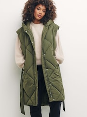 Nobody's Child Green Caroline Longline Diamond Quilted Puffer Gilet - Image 3 of 8