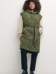 Nobody's Child Green Caroline Longline Diamond Quilted Puffer Gilet - Image 5 of 8