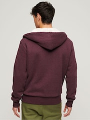 Superdry Burgundy Marl Essential Borg Lined Zip Hoodie - Image 3 of 9