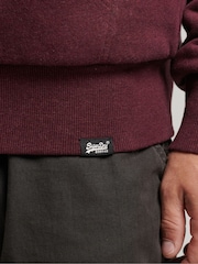 Superdry Burgundy Marl Essential Borg Lined Zip Hoodie - Image 4 of 9
