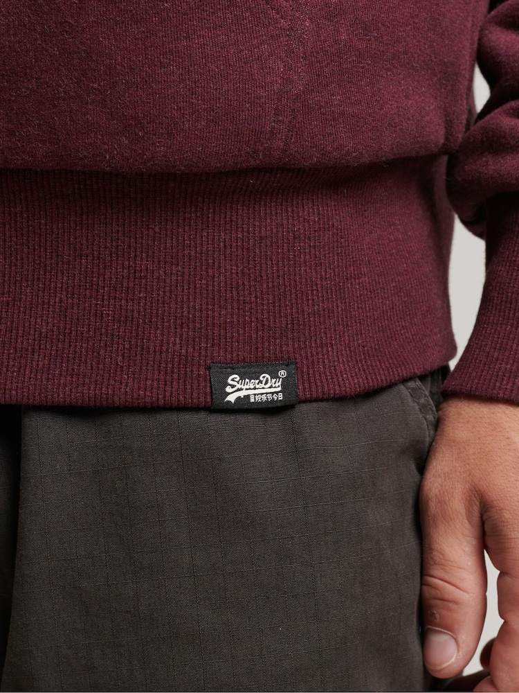 Burgundy Marl - Bluza Superdry Essential z kapturem, zamkiem i podszewką ze sztucznego kożuszka - Image 4 of 9