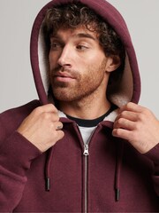 Superdry Burgundy Marl Essential Borg Lined Zip Hoodie - Image 5 of 9