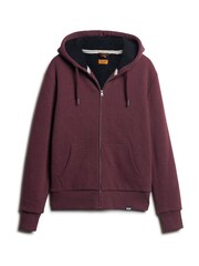 Superdry Burgundy Marl Essential Borg Lined Zip Hoodie - Image 7 of 9