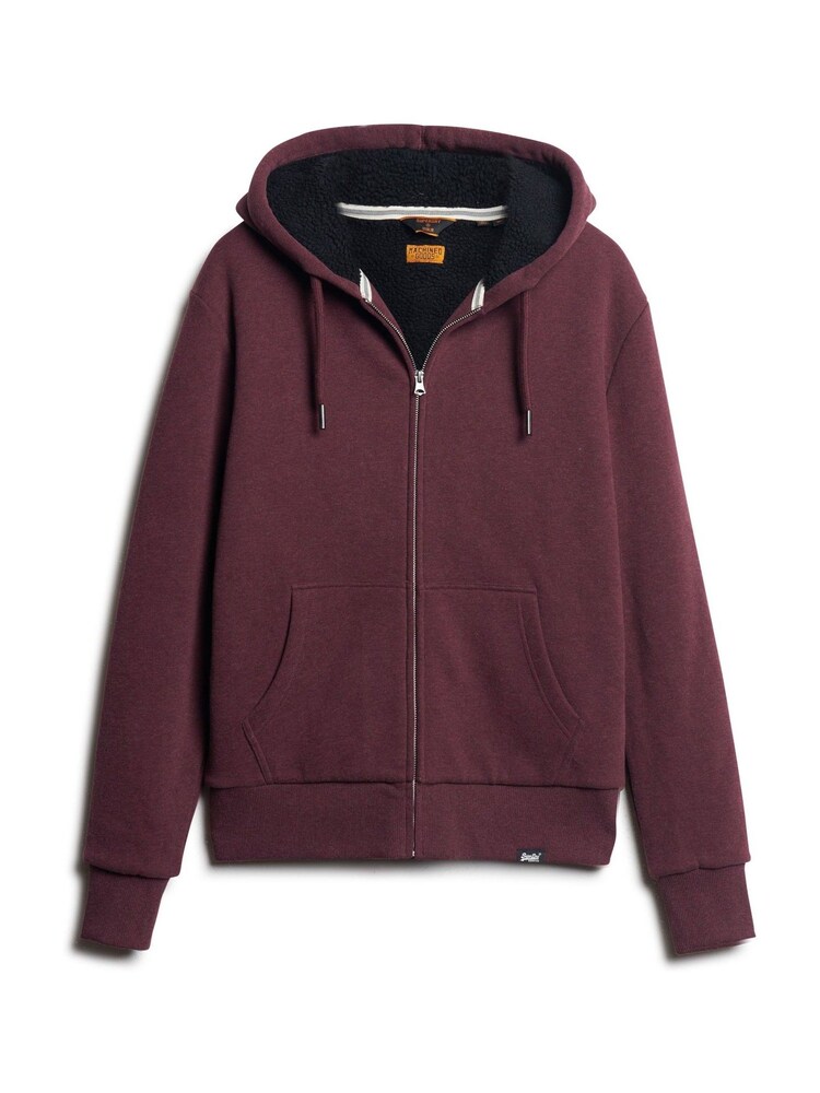 Burgundy Marl - Bluza Superdry Essential z kapturem, zamkiem i podszewką ze sztucznego kożuszka - Image 7 of 9