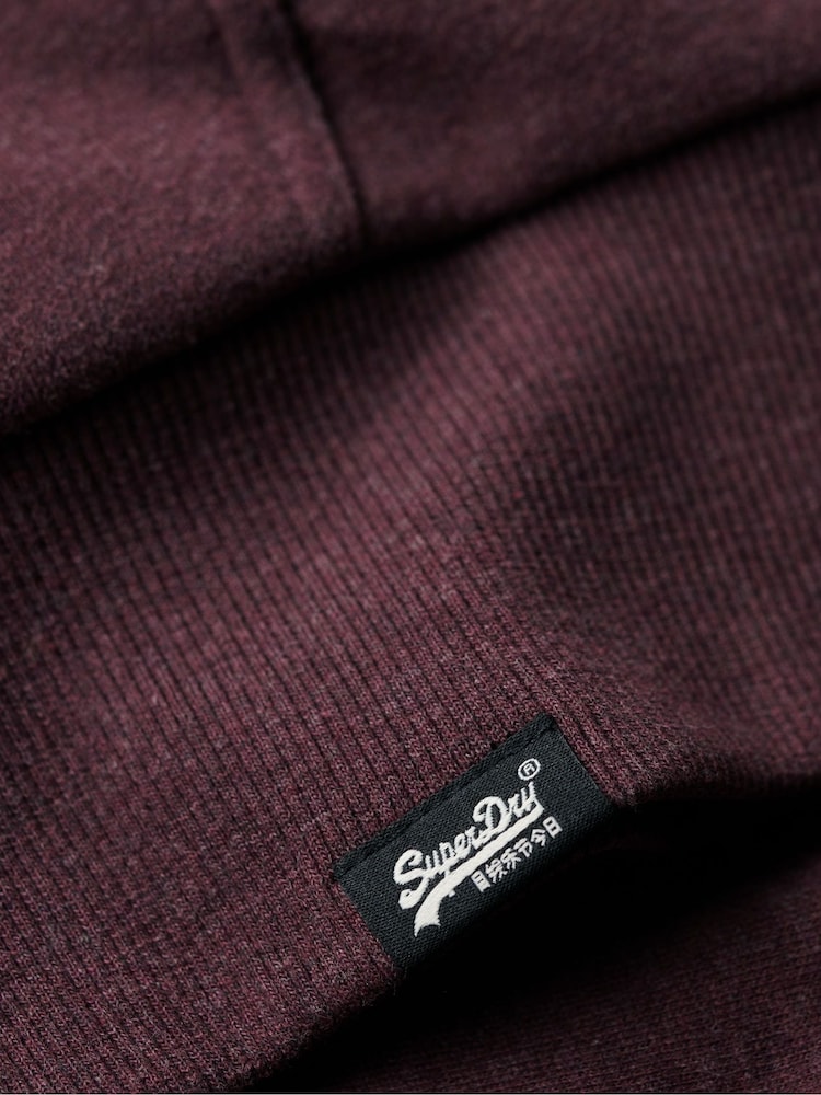 Superdry Burgundy Marl Essential Borg Lined Zip Hoodie - Image 9 of 9