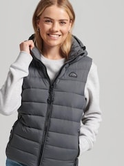 Superdry Grey Hooded Classic Padded Gilet - Image 1 of 5