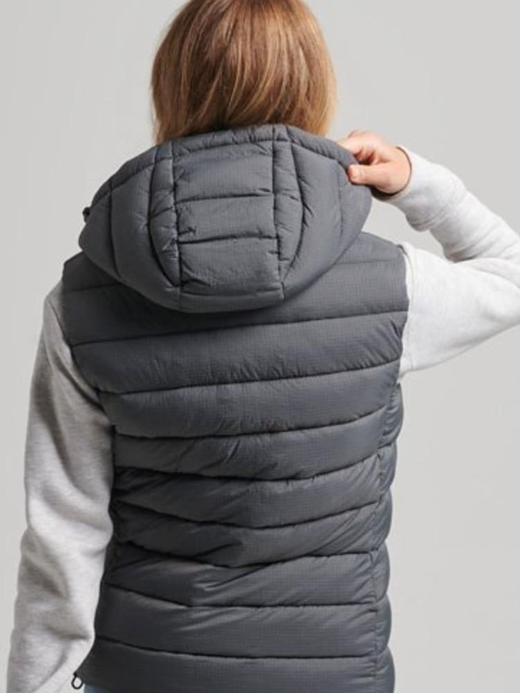 Superdry Grey Hooded Classic Padded Gilet - Image 2 of 5
