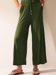 Khaki Green Jersey Culotte Trousers - Image 1 of 5