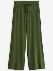 Khaki Green Jersey Culotte Trousers - Image 5 of 5
