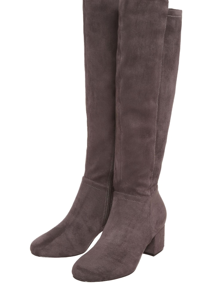 M&Co Grey Knee High Heeled Boots - Image 2 of 3