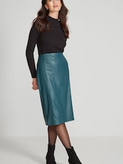 M&Co Green PU Pencil Skirt - Image 4 of 5