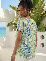 Roman Green Abstract Spot Print Pleat Front Top - Image 3 of 4