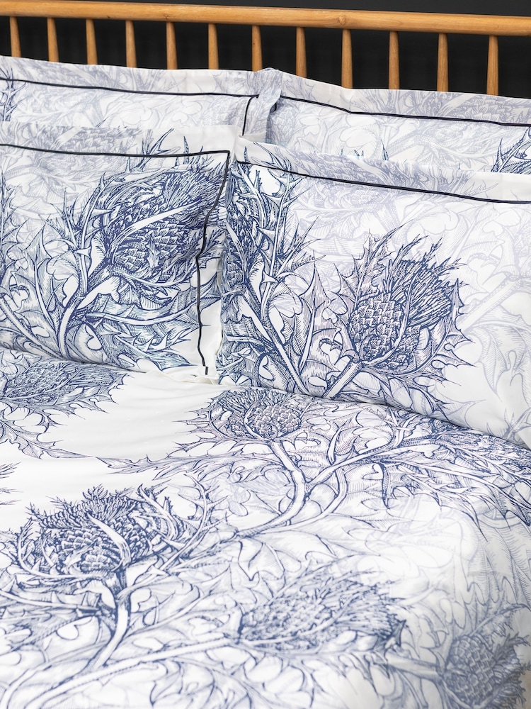 Timorous Beasties Blue Thistle Azure 100% Cotton Duvet Cover and Pillowcase Set - Image 2 of 2 Timorous Beasties Blue Thistle Azure 100% Cotton Duvet Cover and Pillowcase Set - Image 2 of 2