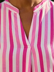 Roman Pink Stripe Print Pleated Vest Top - Image 4 of 4