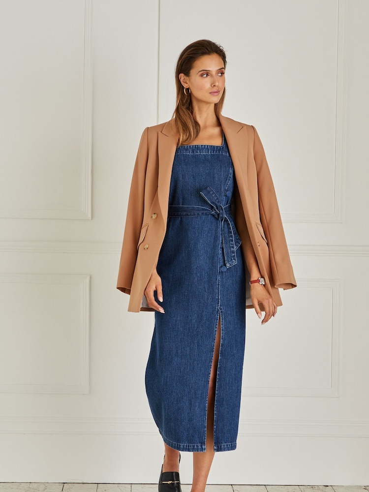 Mittelblau - Denim-Midikleid mit Knopfdetail - Bild 1 von 5