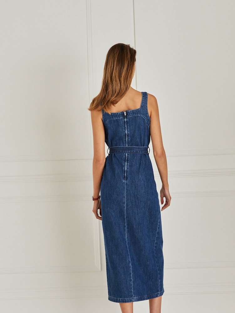 Mittelblau - Denim-Midikleid mit Knopfdetail - Bild 2 von 5