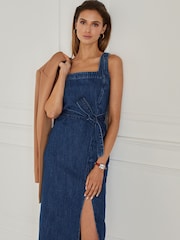 Mittelblau - Denim-Midikleid mit Knopfdetail - Bild 3 von 5