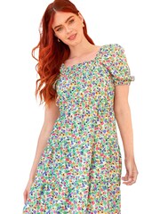 Chi Chi London Green One Shoulder Floral Asymmetric Hem Midi Dress - Image 1 of 5
