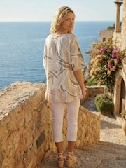 Roman Natural Cotton Oversized Leaf Tunic Top - Image 3 of 4