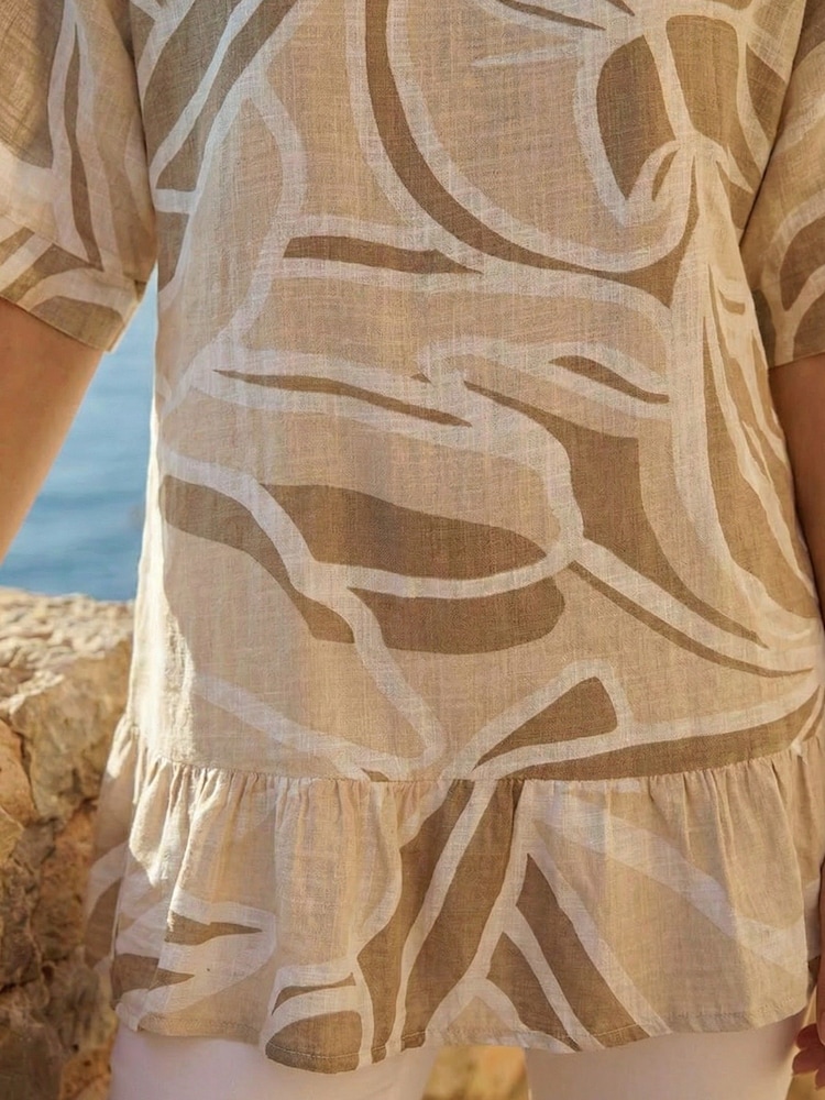 Roman Natural Cotton Oversized Leaf Tunic Top - Image 4 of 4
