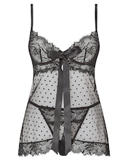Ann Summers Black Bon Babydoll And Thong Mesh Set - Image 4 of 4