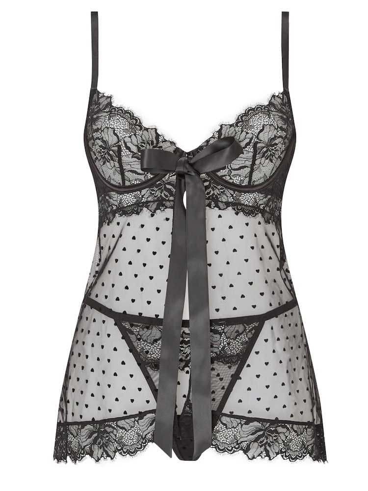 Ann Summers Black Bon Babydoll And Thong Mesh Set - Image 4 of 4