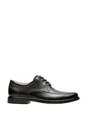 Clarks Black Dark Standard Fit (F) Leather Un Aldric Park Shoes - Image 1 of 7