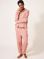 White Stuff Pink Nightsky Woven Pyjama Shirt - Image 1 of 6