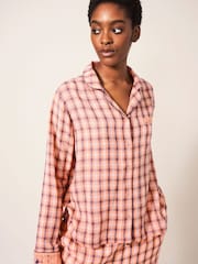 White Stuff Pink Nightsky Woven Pyjama Shirt - Image 3 of 6
