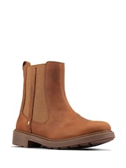 Clarks Brown Multi Fit Leather Astrol Orin Boots - Image 3 of 7