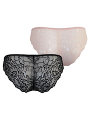 Pour Moi Black Brazilian Mesh and Lace Knickers 2 Pack - Image 2 of 4