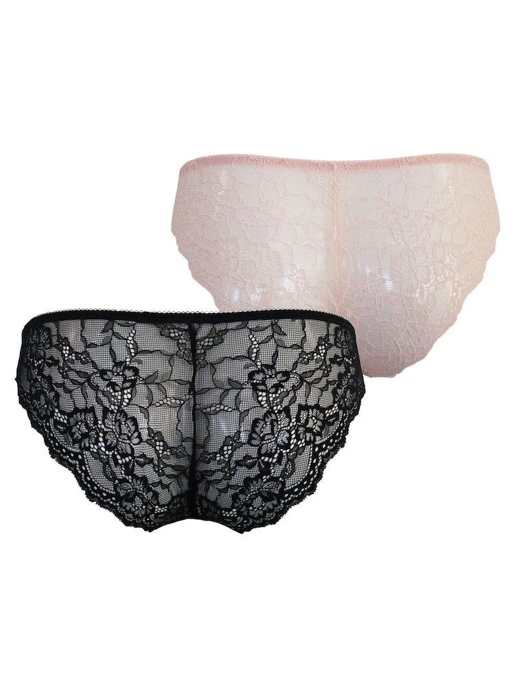 Pour Moi Black Brazilian Mesh and Lace Knickers 2 Pack - Image 2 of 4