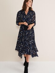 Phase Eight Blue Dani Star Pleated Dress - Image 1 of 6
